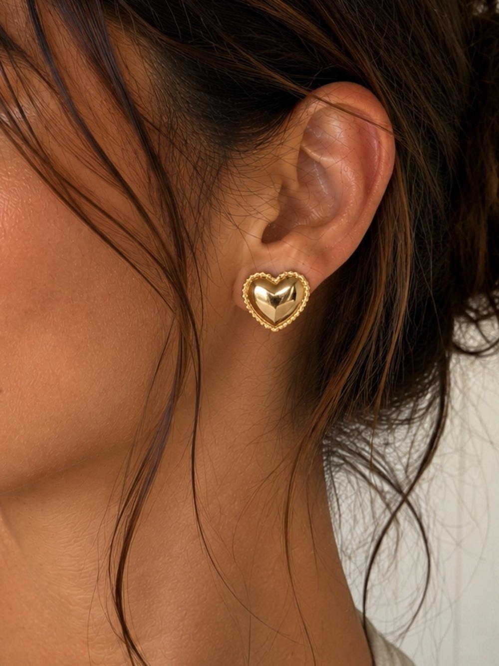 18K Gold Plated Heart Stud Earrings